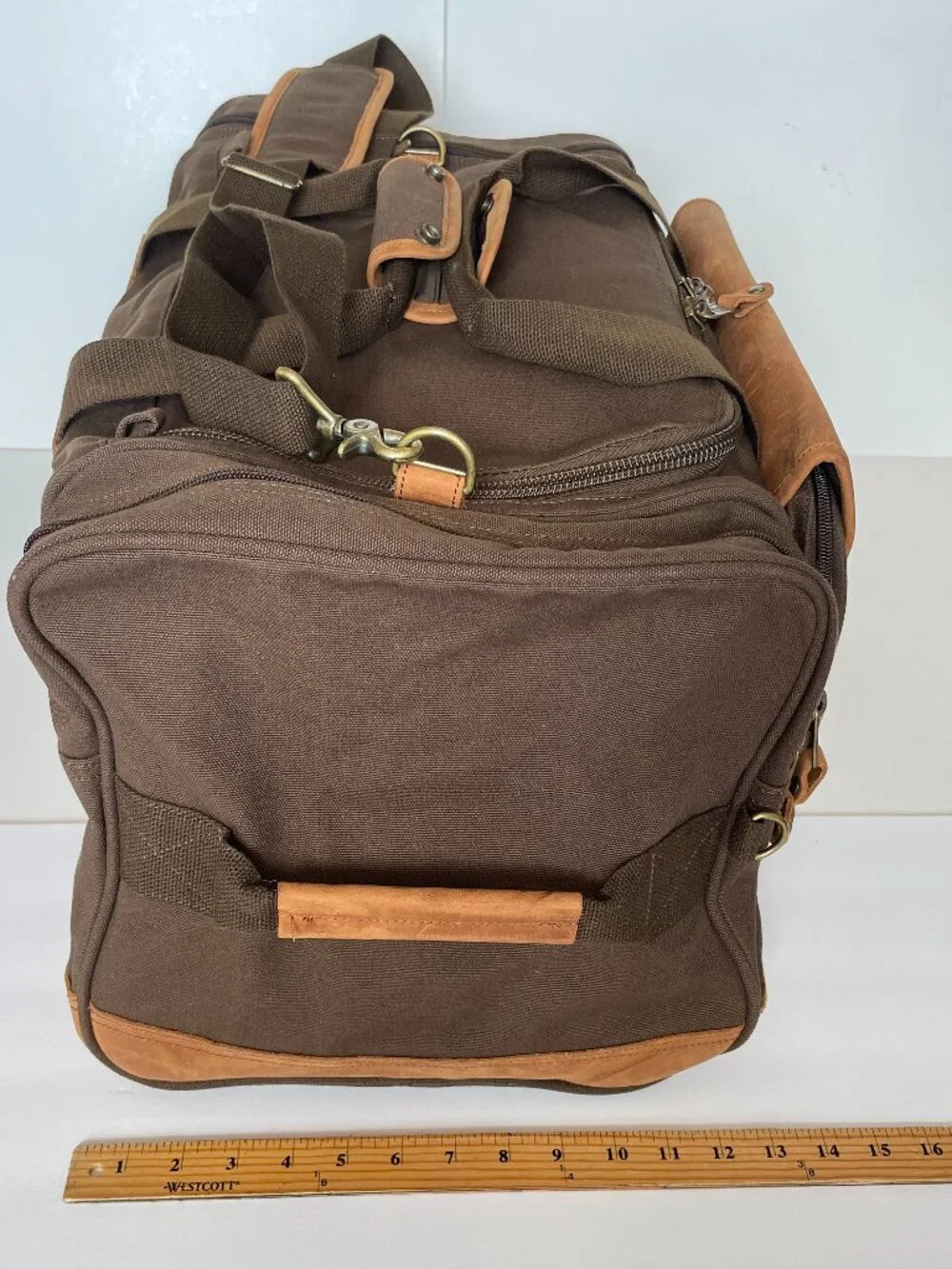 Cabela's Vintage Battenkill Canvas & Leather Large Duffel Bag Luggage Filson